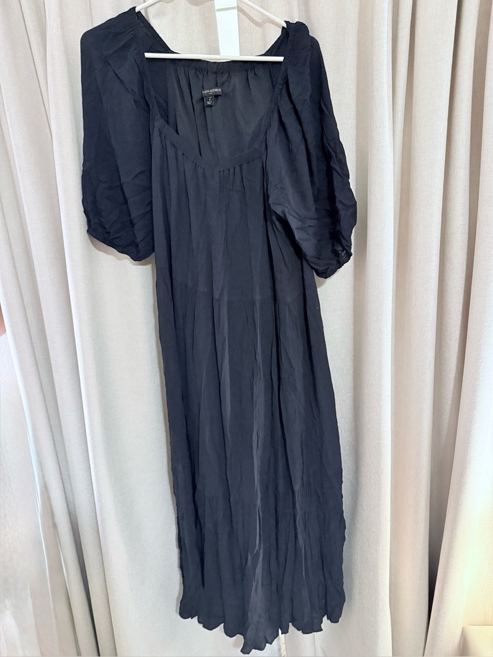 Banana Republic Factory Navy Puff Sleeve  Dress S Tall